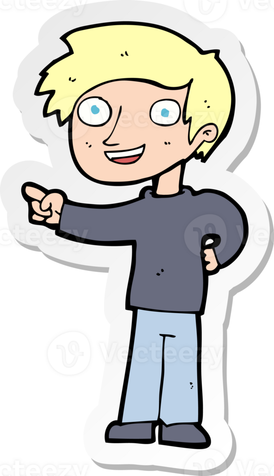 sticker of a cartoon man pointing png