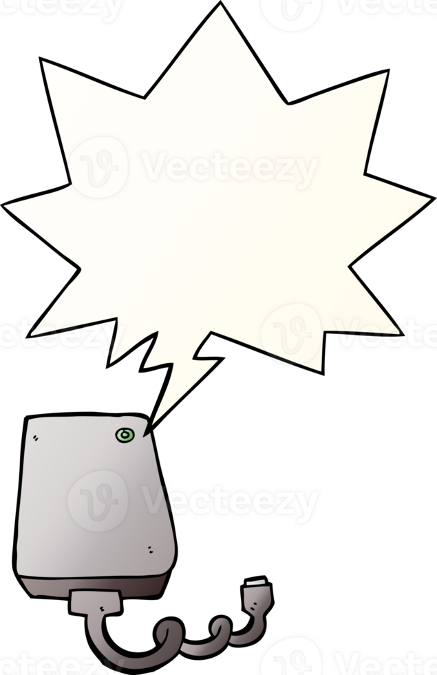 cartoon hard drive with speech bubble in smooth gradient style png