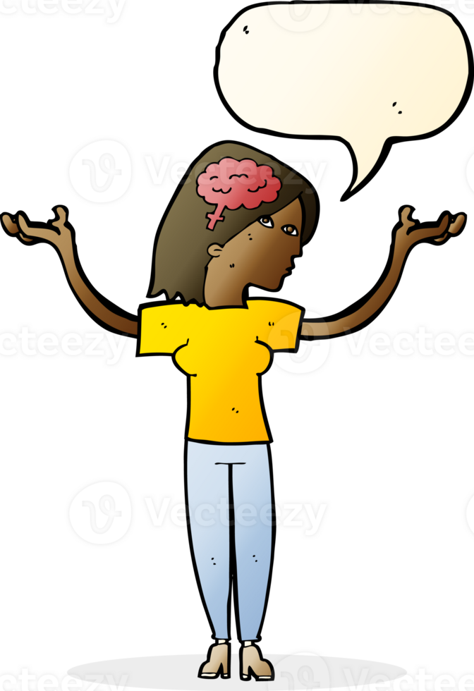 cartoon intelligent woman with speech bubble png