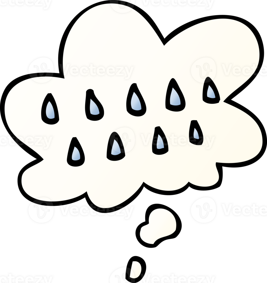 cartoon rain with thought bubble in smooth gradient style png