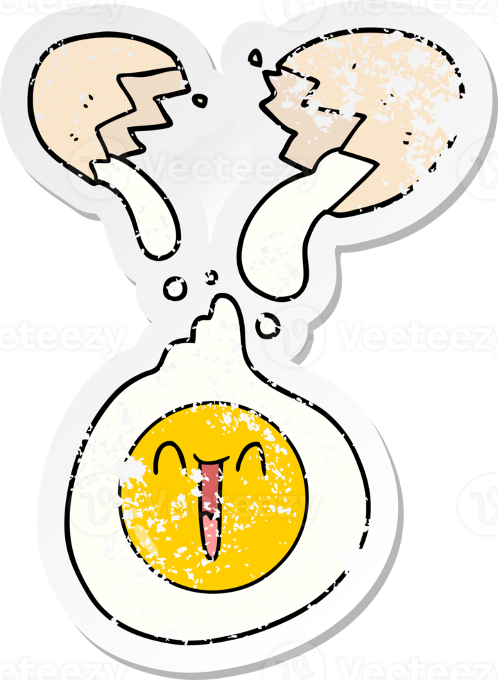 distressed sticker of a cartoon cracked egg png