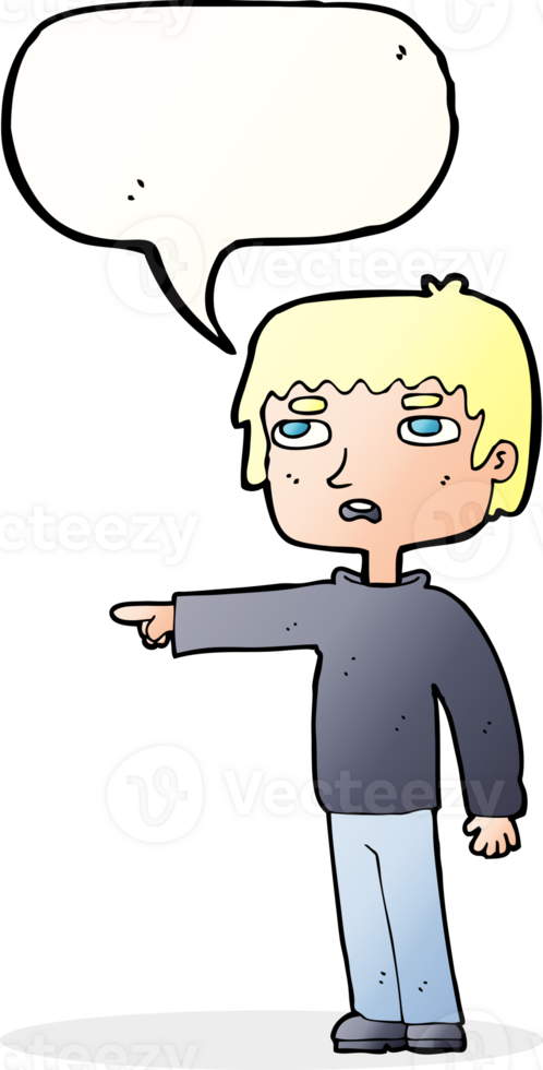 cartoon boy pointing with speech bubble png