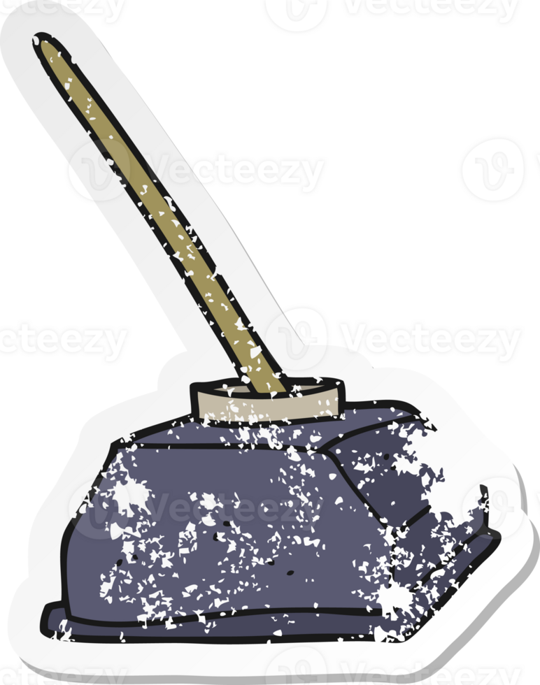 distressed sticker of a cartoon old ink pot and pen png