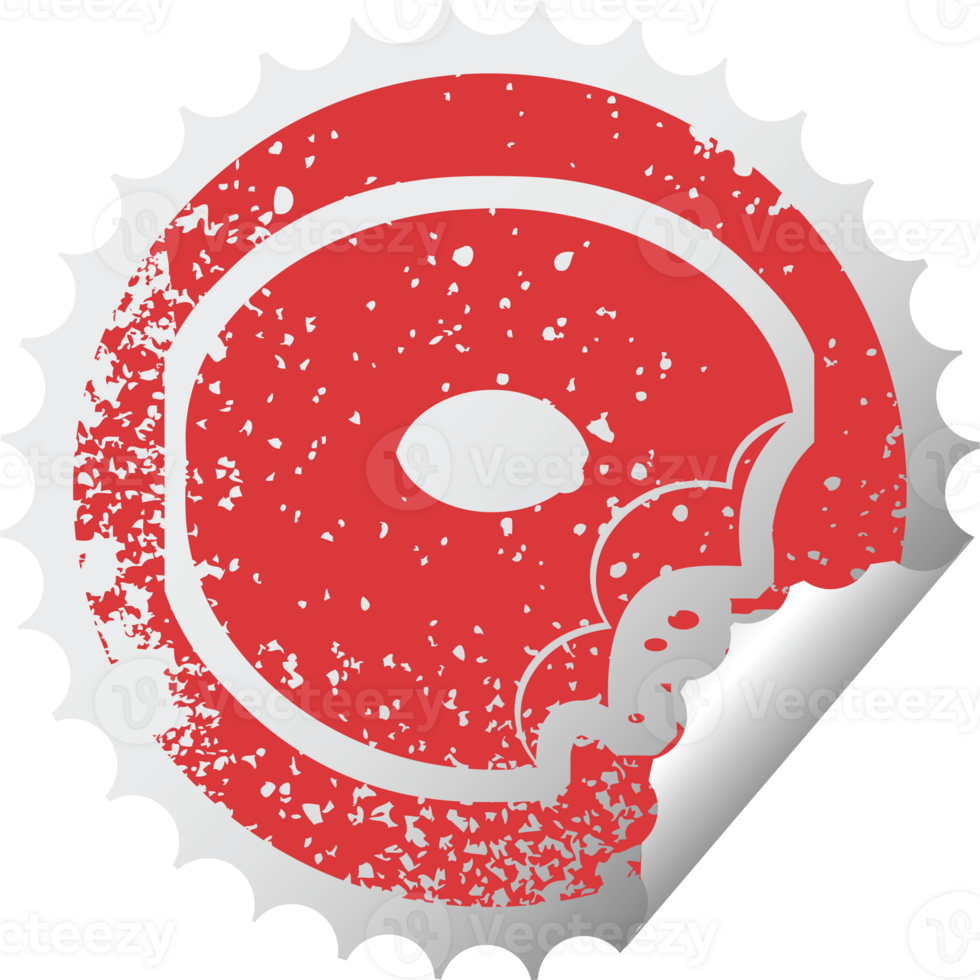 bitten donut graphic distressed sticker illustration icon png