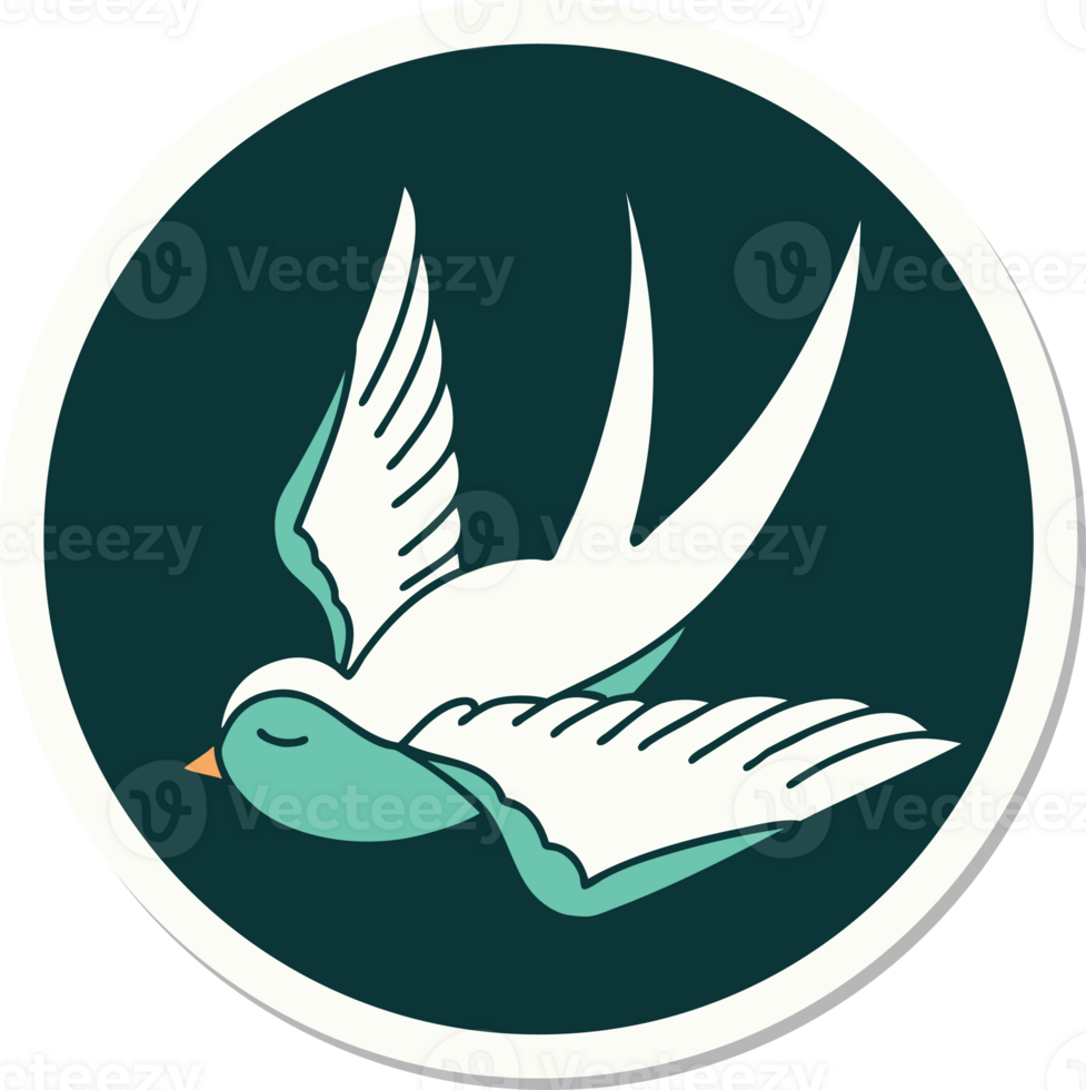 sticker of tattoo in traditional style of a swallow png