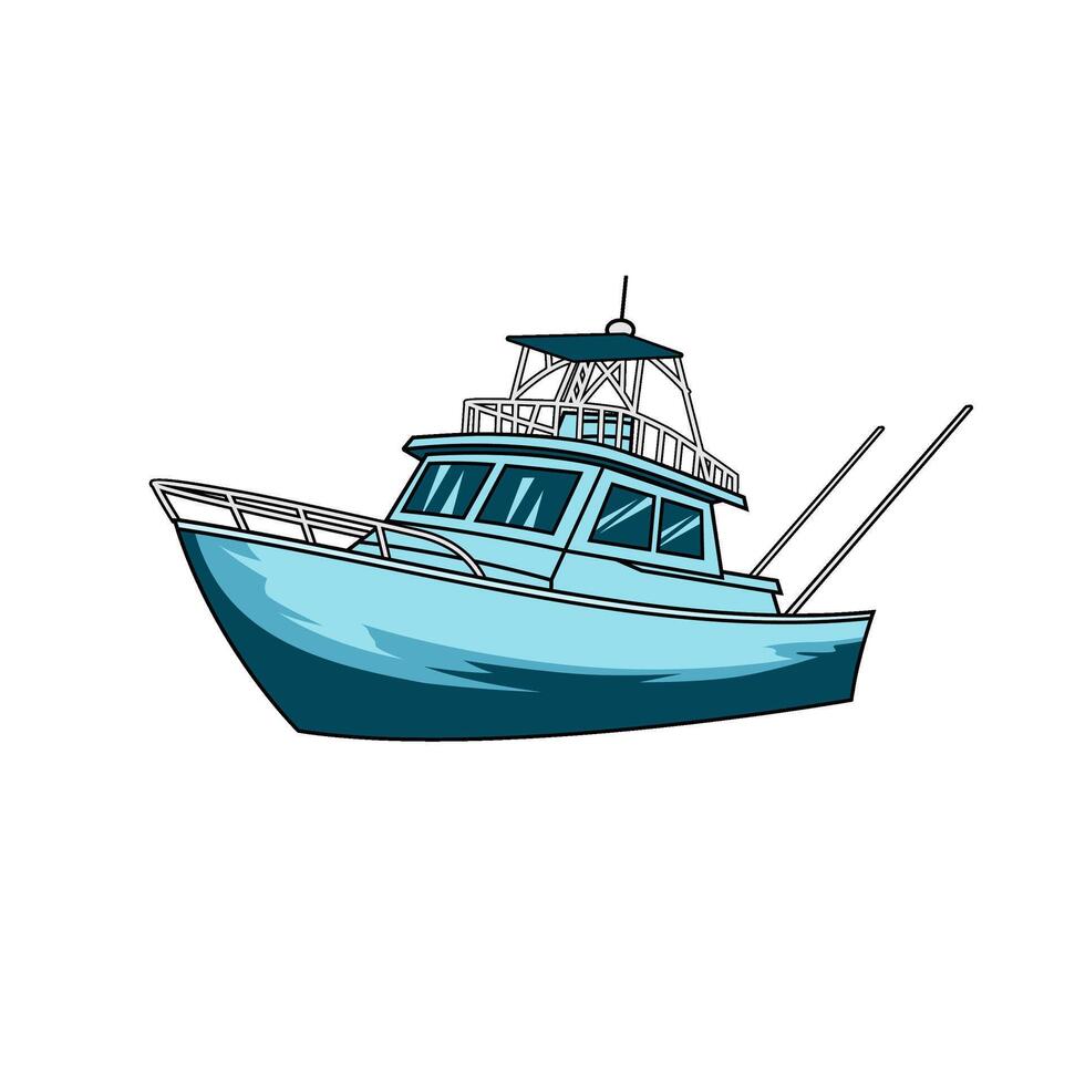 boat fishing illustration logo image t shirt vector