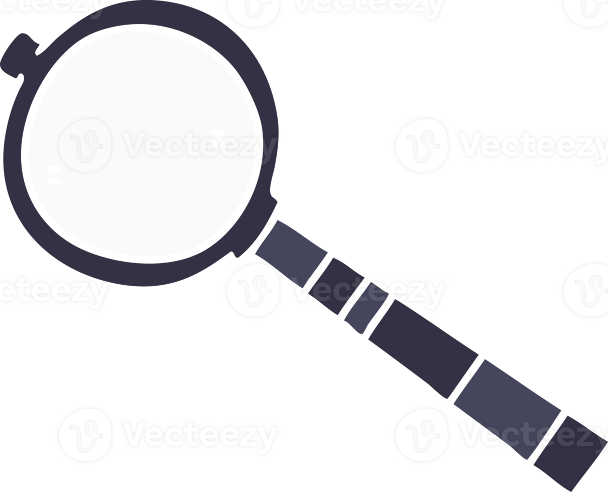 hand drawn quirky cartoon magnifying glass png