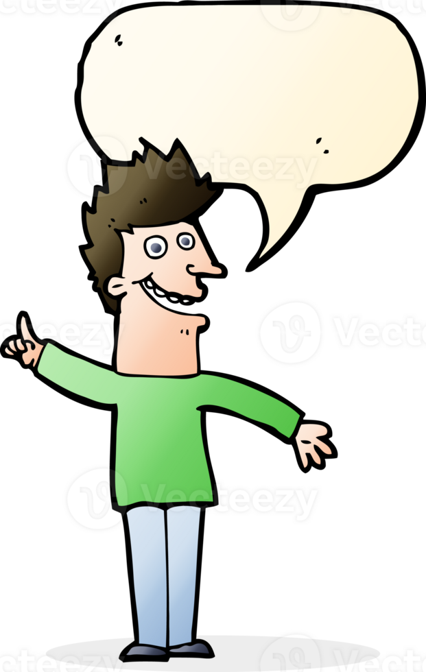 cartoon happy man with speech bubble png