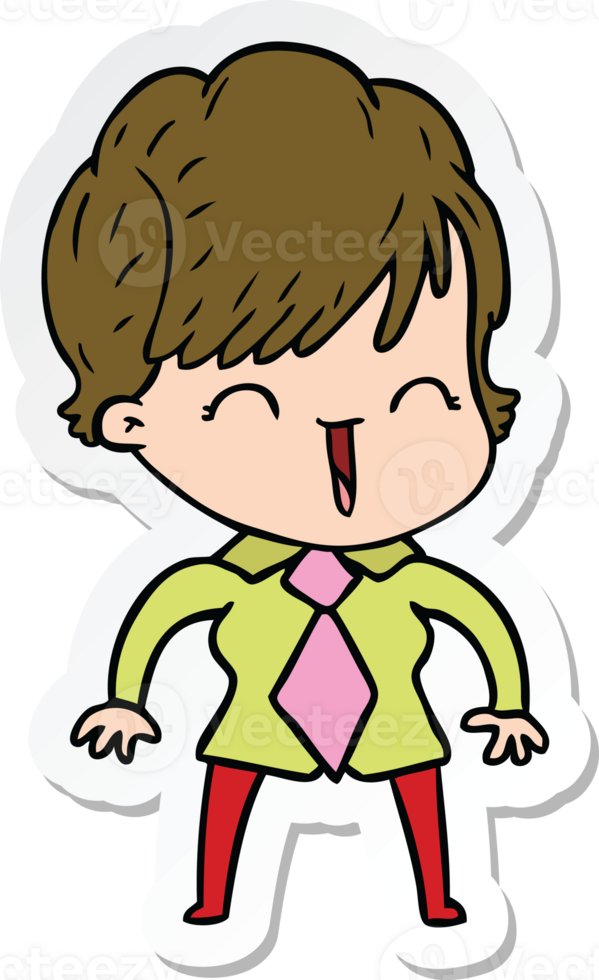 sticker of a cartoon laughing woman png