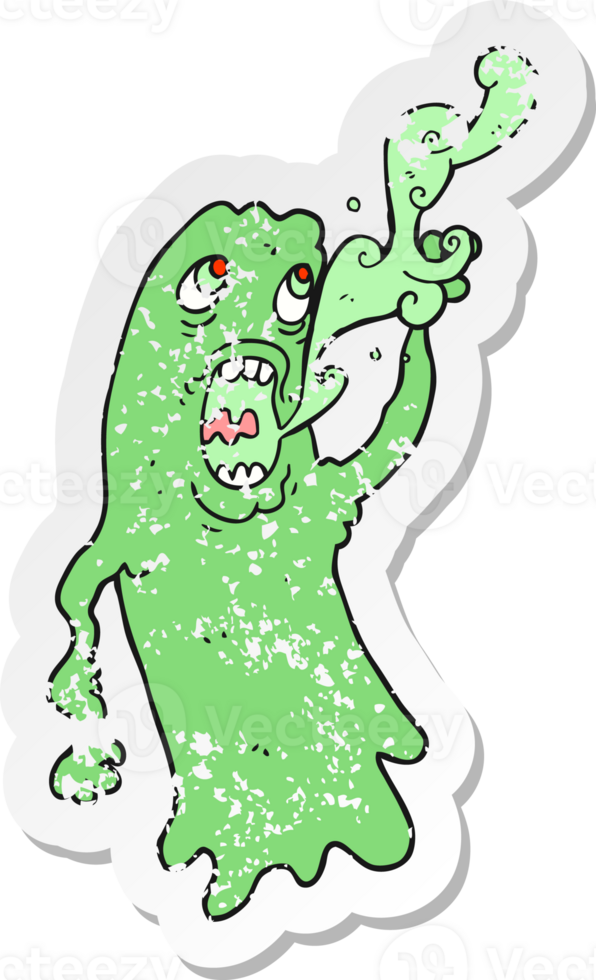 retro distressed sticker of a cartoon ghost png