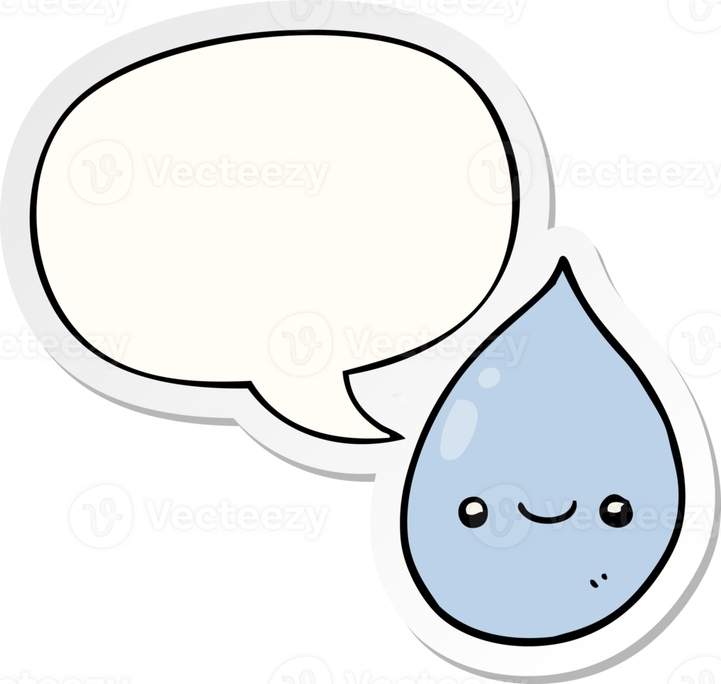 cartoon raindrop with speech bubble sticker png