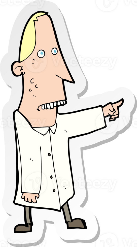 sticker of a cartoon ugly man pointing png