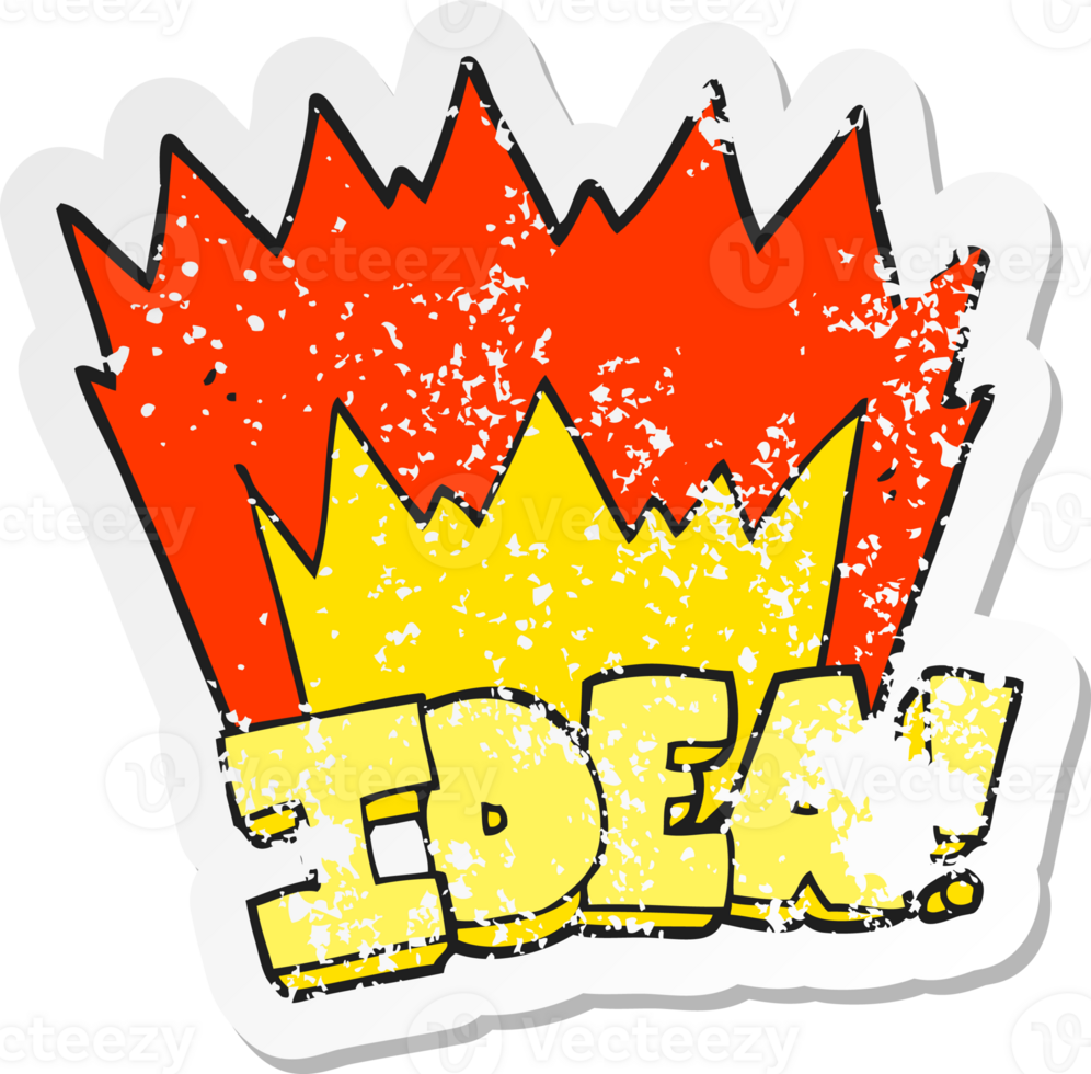 retro distressed sticker of a cartoon idea symbol png