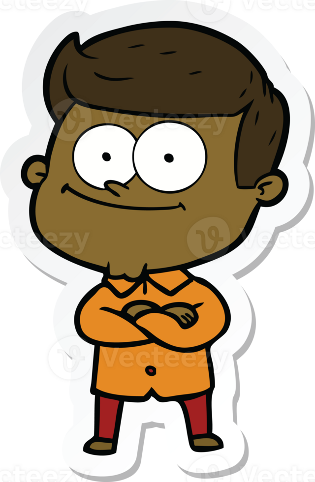 sticker of a cartoon happy man png