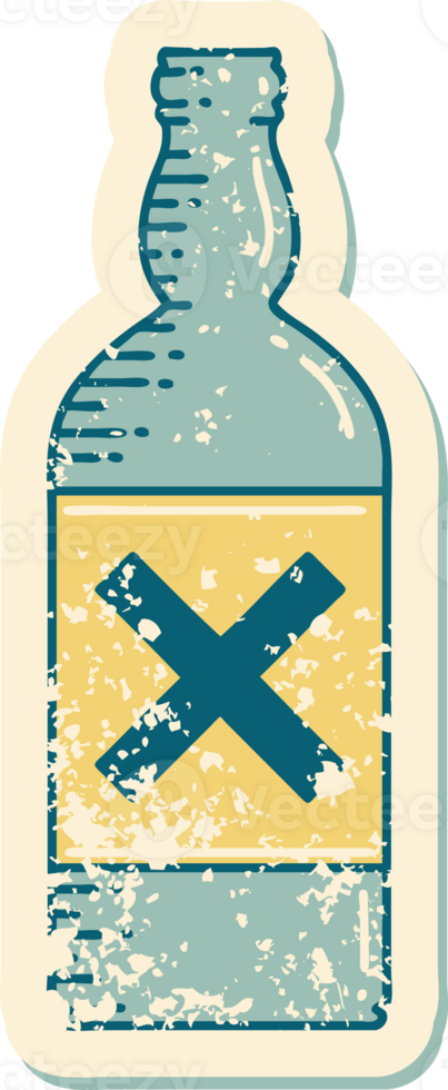 iconic distressed sticker tattoo style image of a bottle png