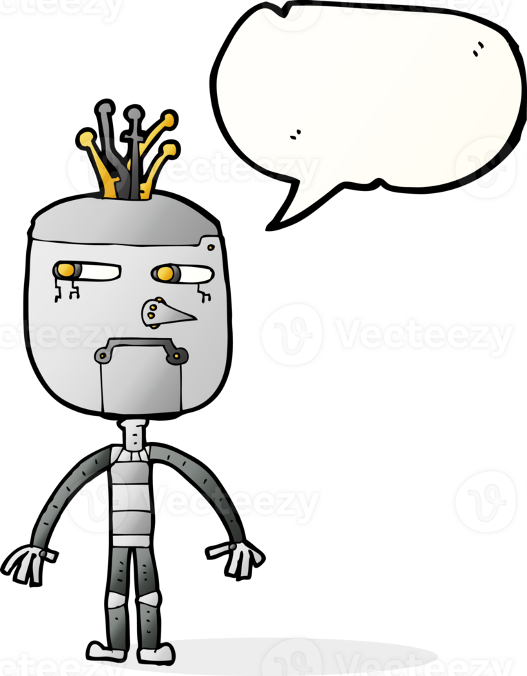 funny cartoon robot with speech bubble png
