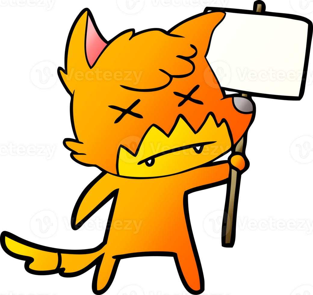 cartoon dead fox with protest sign png