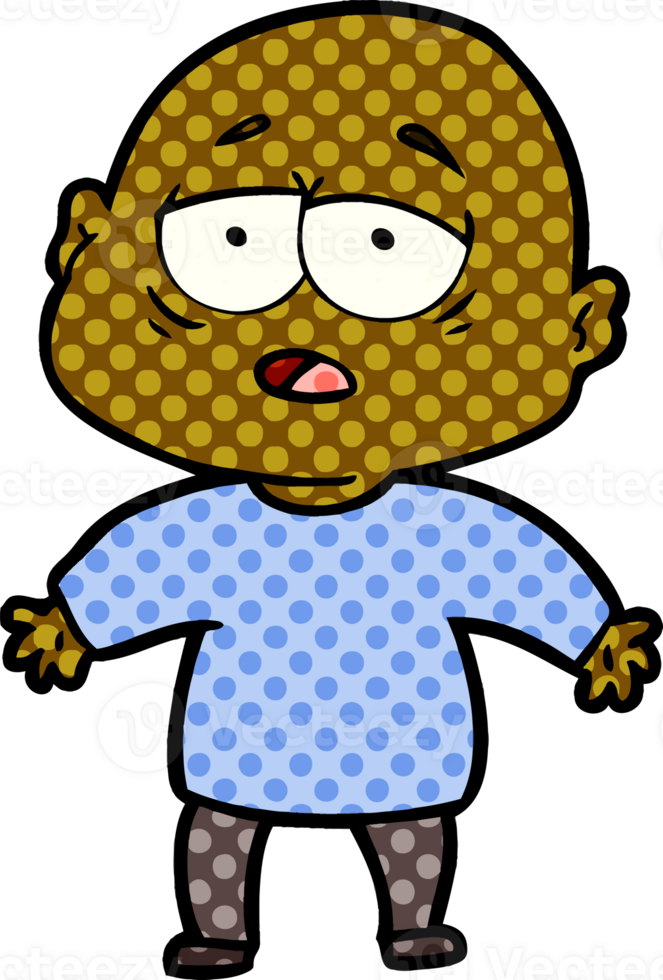 cartoon tired bald man png