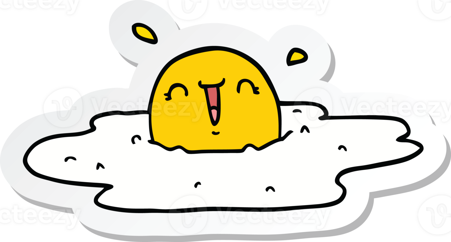 sticker of a cartoon fried egg png