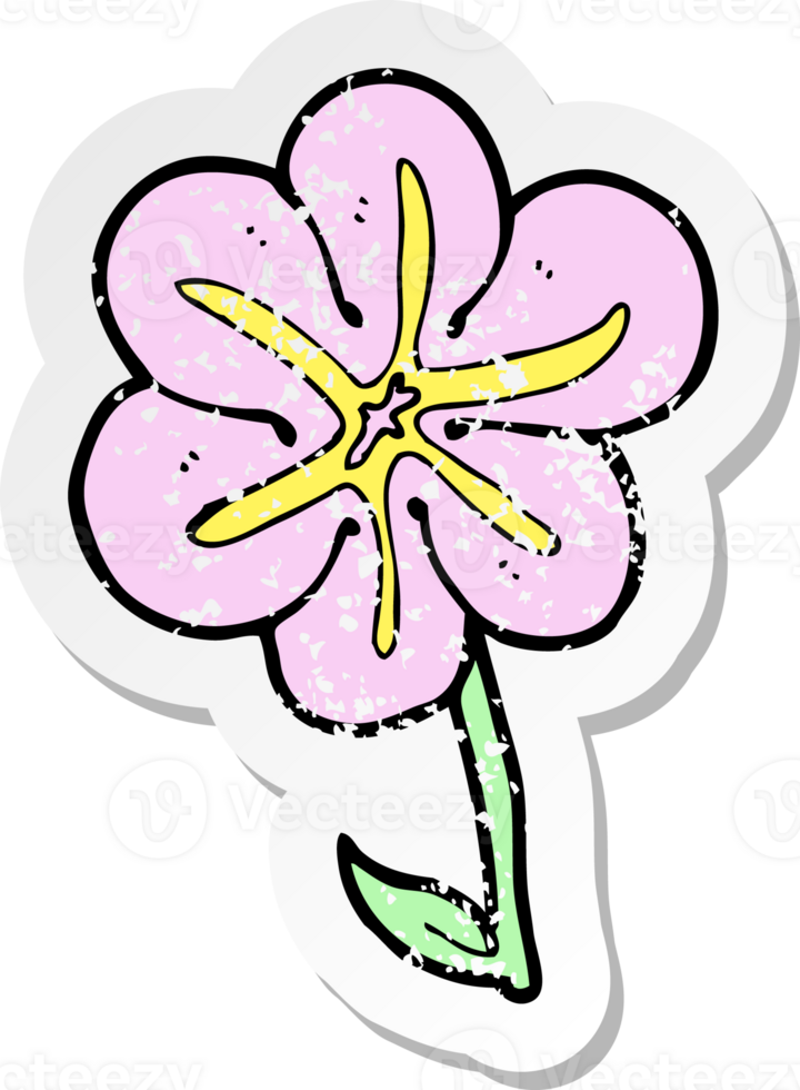 retro distressed sticker of a cartoon flower png