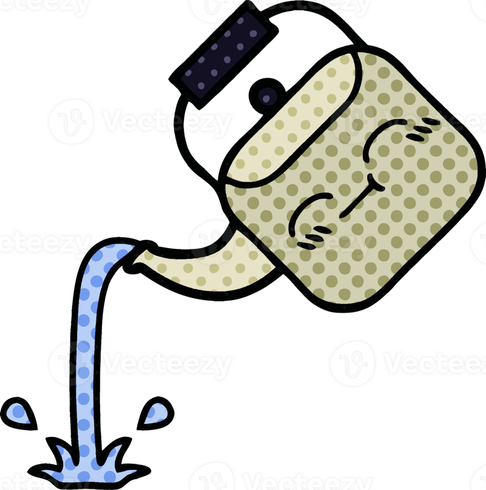 comic book style cartoon of a pouring kettle png