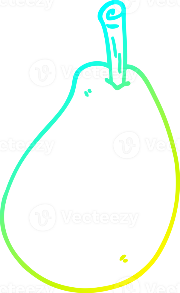 cold gradient line drawing of a cartoon fresh pear png