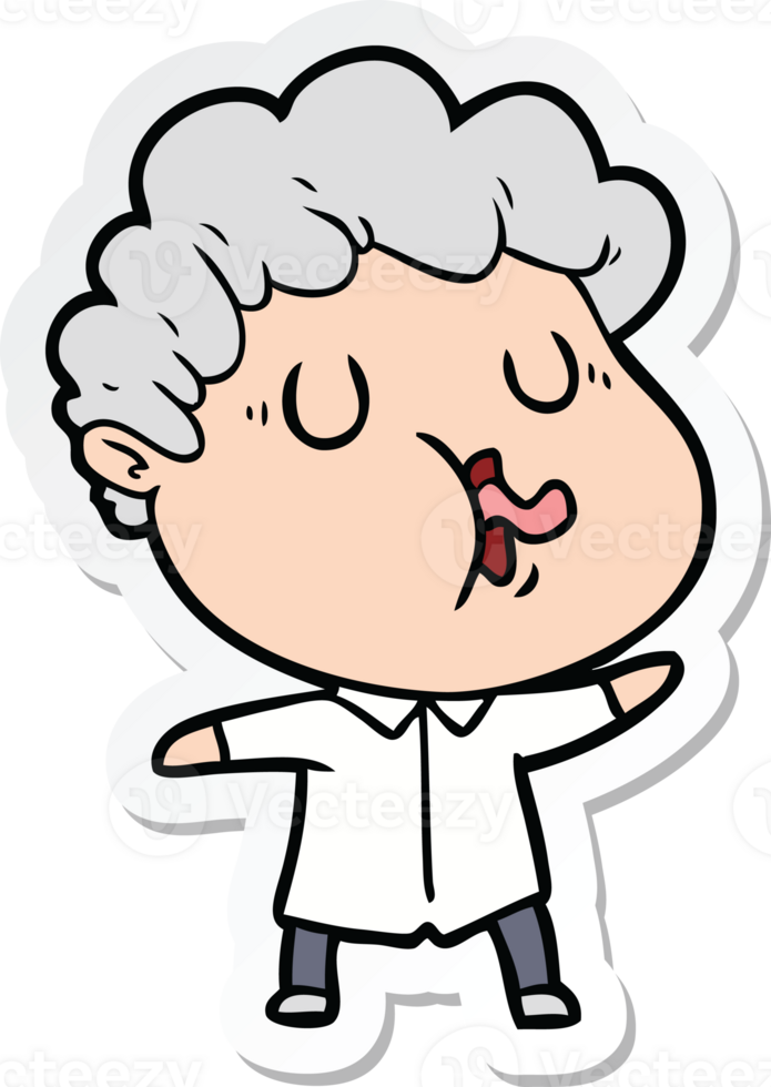sticker of a cartoon man pulling face png