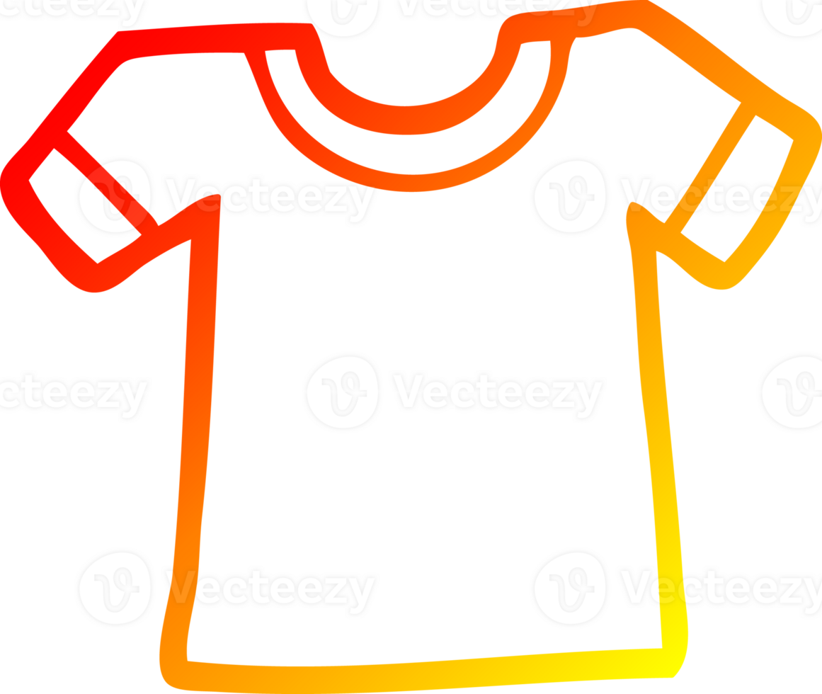 warm gradient line drawing of a cartoon tee shirt png