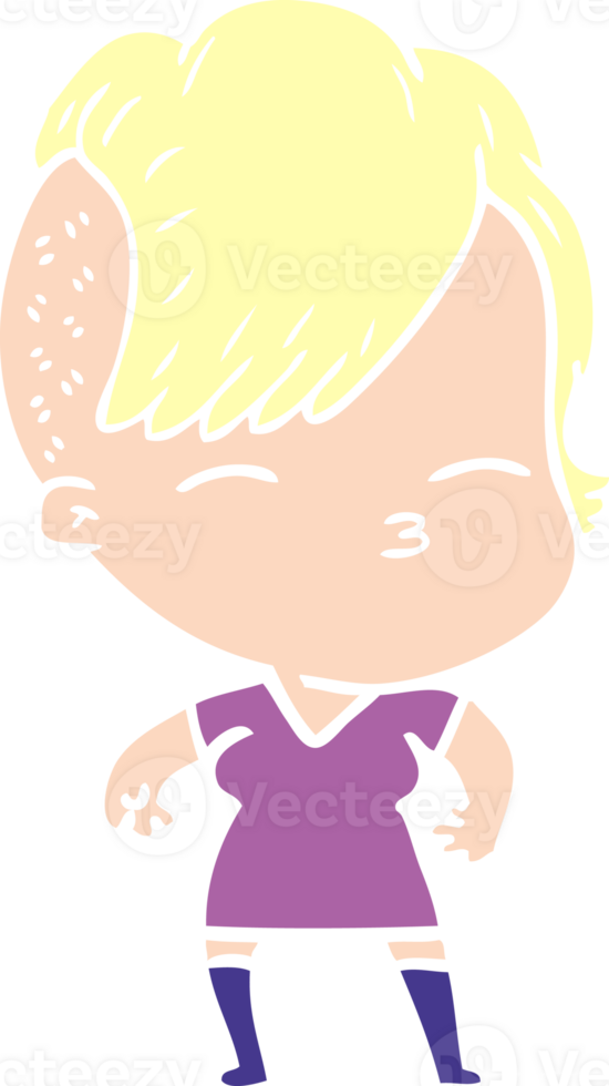 flat color style cartoon squinting girl png