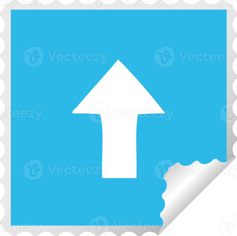 square peeling sticker cartoon of a pointing arrow png