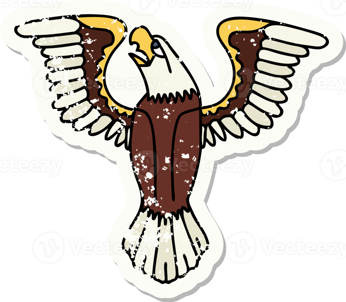 distressed sticker tattoo in traditional style of an american eagle png