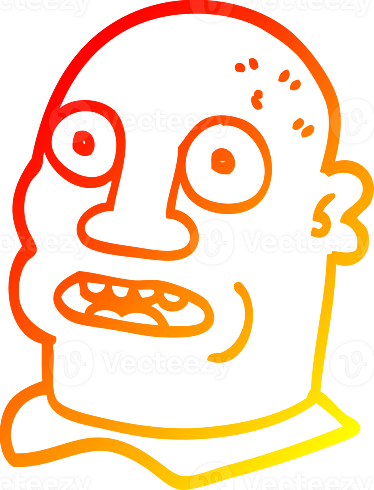 warm gradient line drawing of a cartoon head man png