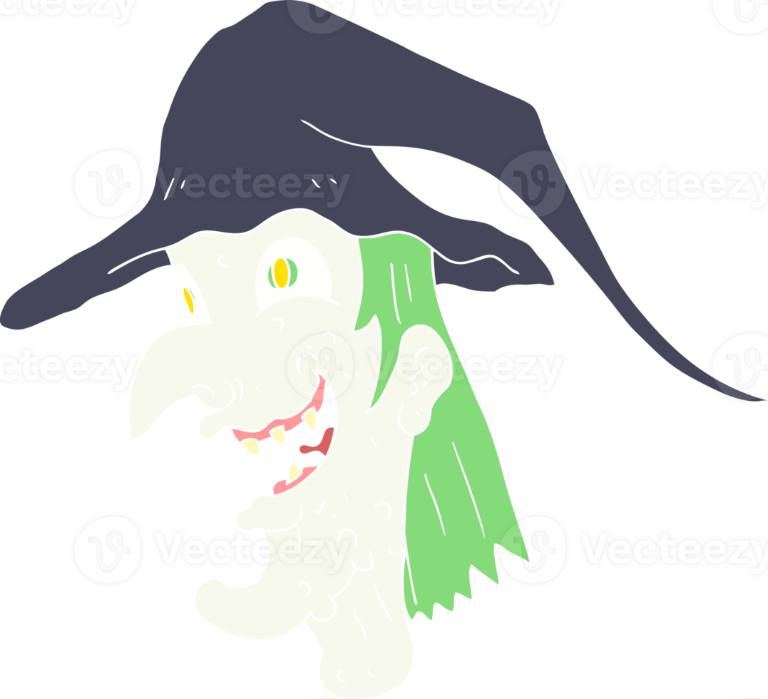 flat color illustration of cackling witch png