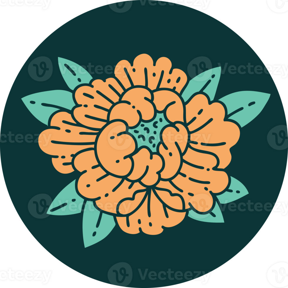 iconic tattoo style image of a blooming flower png