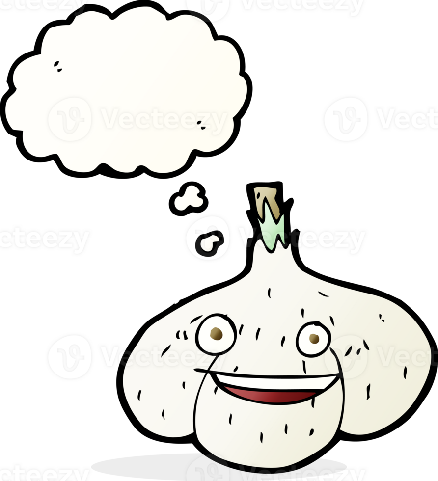 cartoon garlic with thought bubble png