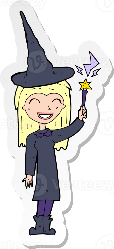 sticker of a cartoon halloween witch png