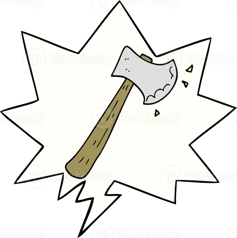 cartoon axe with speech bubble png