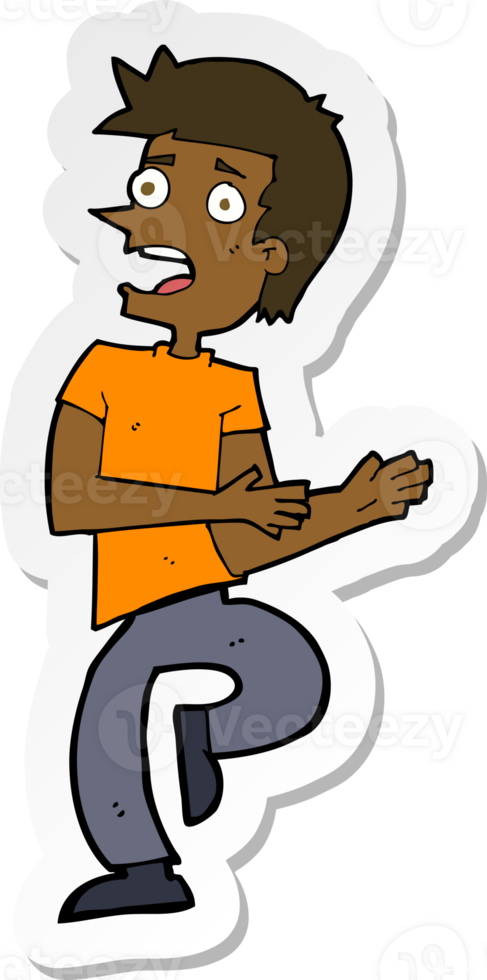 sticker of a cartoon stressed out man png