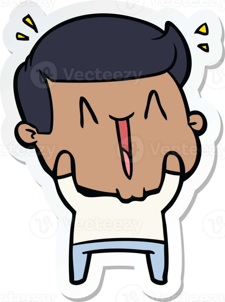 sticker of a cartoon excited man png