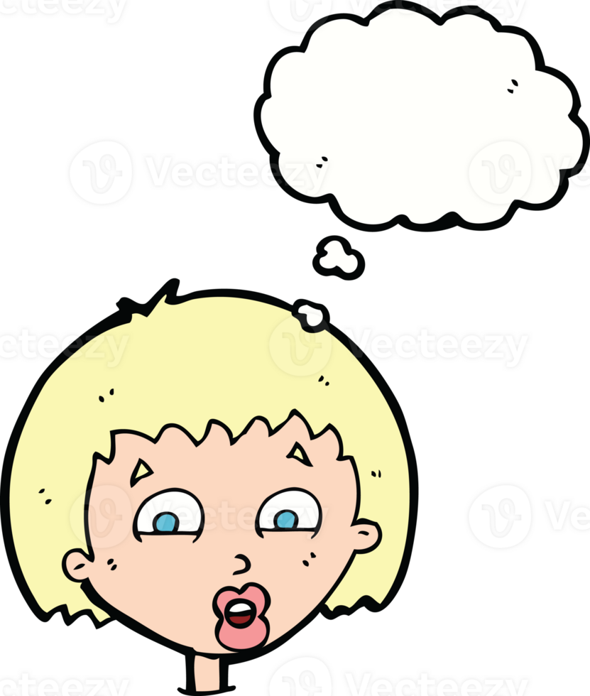 cartoon shocked expression  with thought bubble png