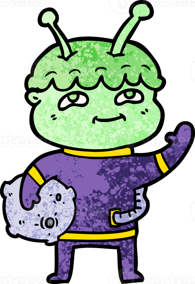friendly cartoon spaceman waving png