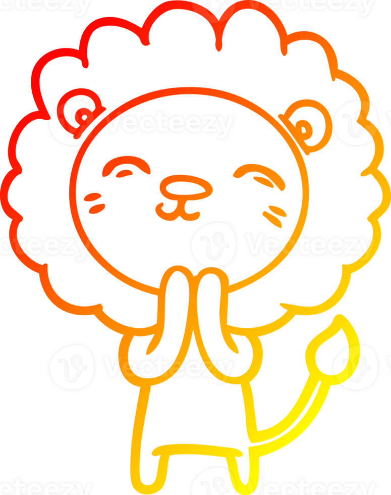 warm gradient line drawing of a cartoon lion png