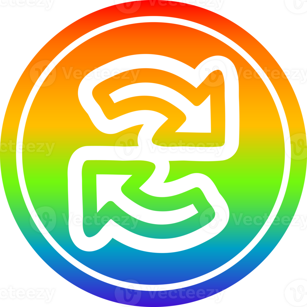 recycling arrow circular icon with rainbow gradient finish png