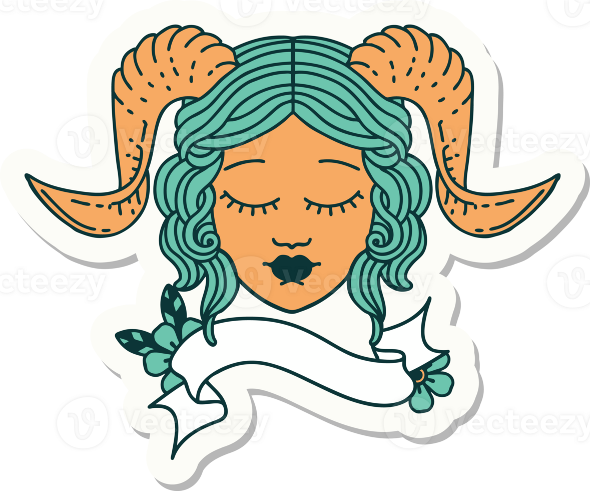 sticker of a tiefling character face png