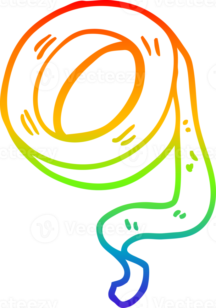 rainbow gradient line drawing of a cartoon sticky tape png