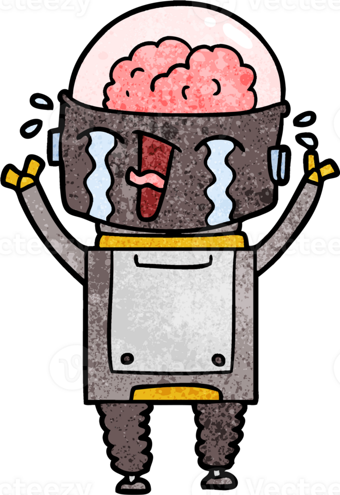 cartoon crying robot png