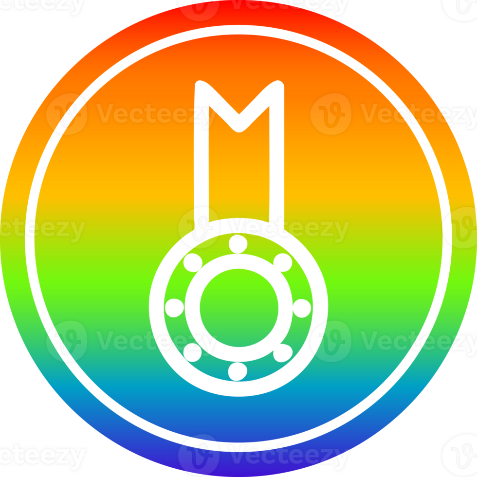 medal award circular icon with rainbow gradient finish png