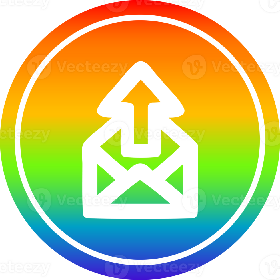 send email circular icon with rainbow gradient finish png