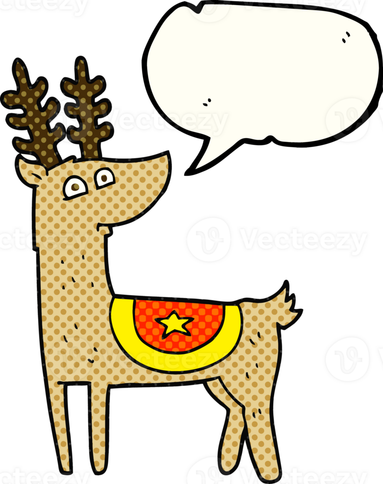 hand drawn comic book speech bubble cartoon reindeer png