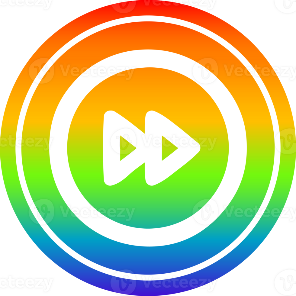 fast forward circular icon with rainbow gradient finish png